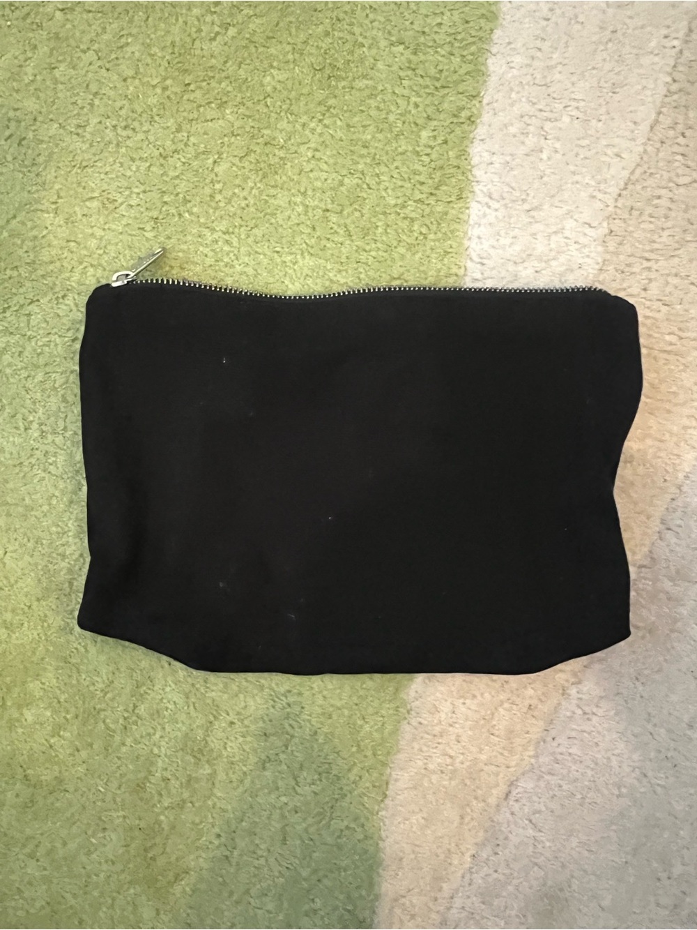 Baggu Large Pouch Black Canvas Metal Zipper